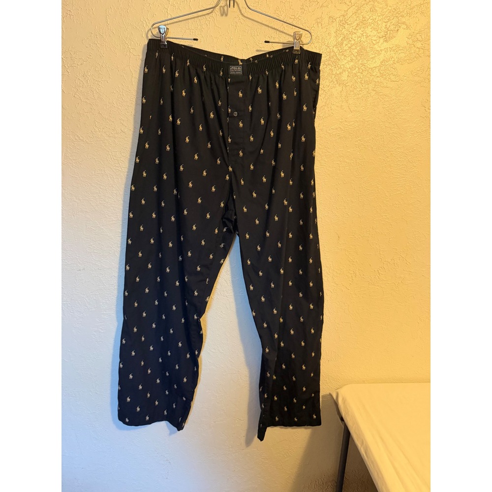 Polo Ralph Lauren Mens Pajama Pants Navy Blue All Over Pony Logo Cotton XL
